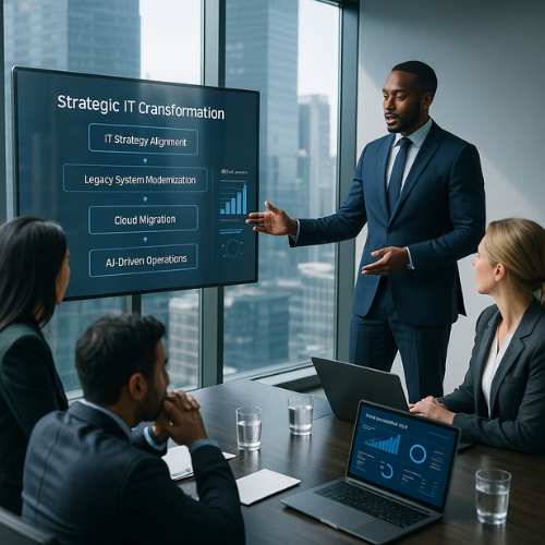 IT consulting services USA - Teknewlogy technology advisors discussing digital transformation strategy